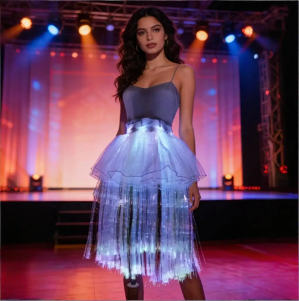 

Fiber Optic LED Ballet Skirt for Adults & Kids Color Changing Light up Dress with Remote Control Glowing Costume for Parties Sta