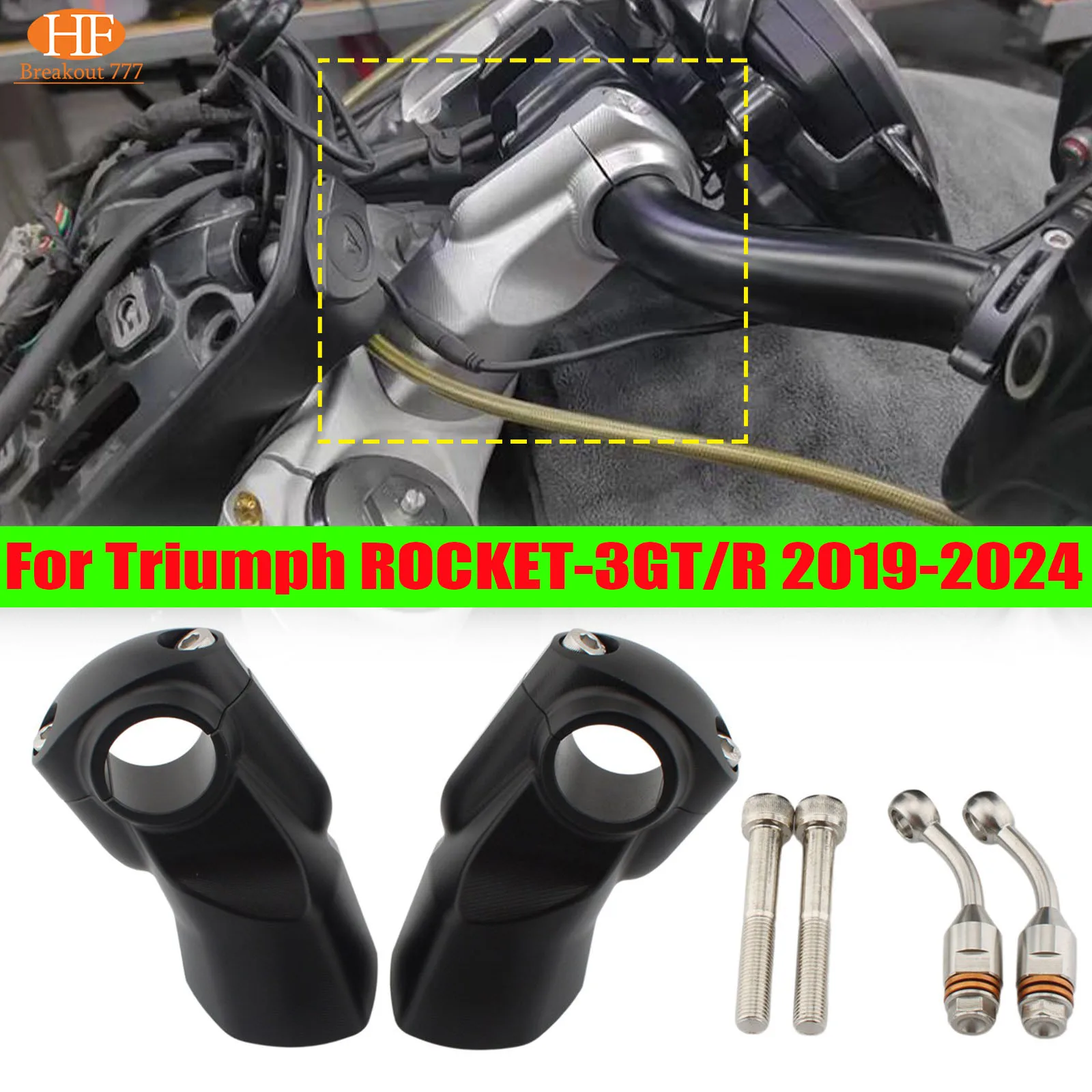 

33mm Handle Bar Adapter Risers Clamp Mounts For Triumph ROCKET-3GT/R 2019-2024