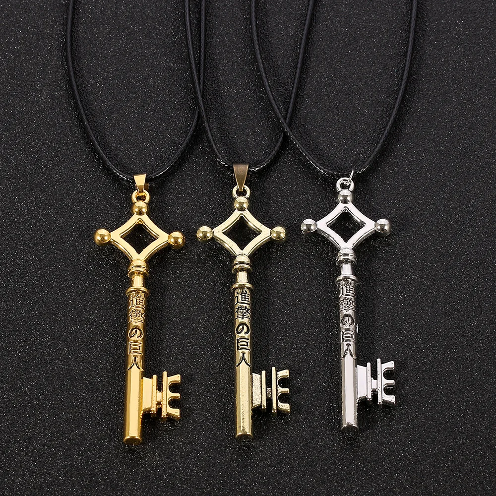 Attack On Titan Key Pendant Necklace Anime Eren Yeager Basement Key Cosplay Necklace Jewelry Gifts for Anime Fans Men Women