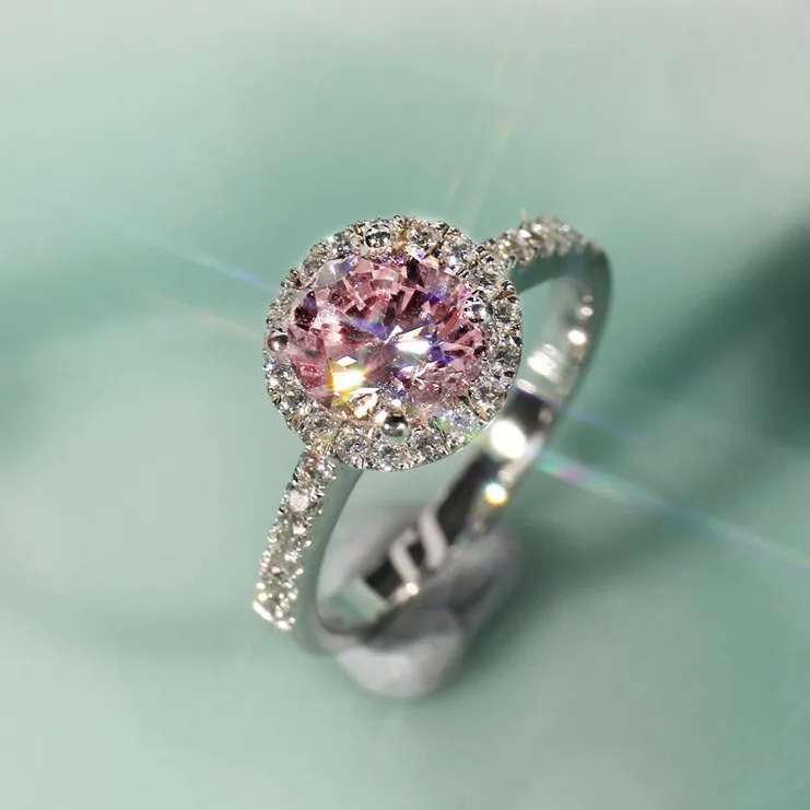 Luxury 18K Solid Platinum PT950 Pink Color 2Carat Closed Round Package 100% Original Certified Moissanite Wedding Ring for Women