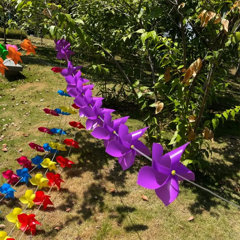 10pcs/set with Rope Strings Colorful Arch Corridor Windmill Solid Color Striped Circular Suspension Windmill
