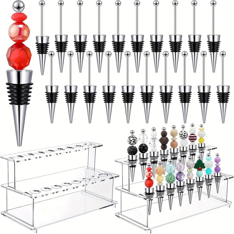 A74E-Bottiglie di vino con perline per regalo di nozze Decorazioni di San Valentino Tappo di bottiglia di birra champagne Portachiavi gioielli fai da te