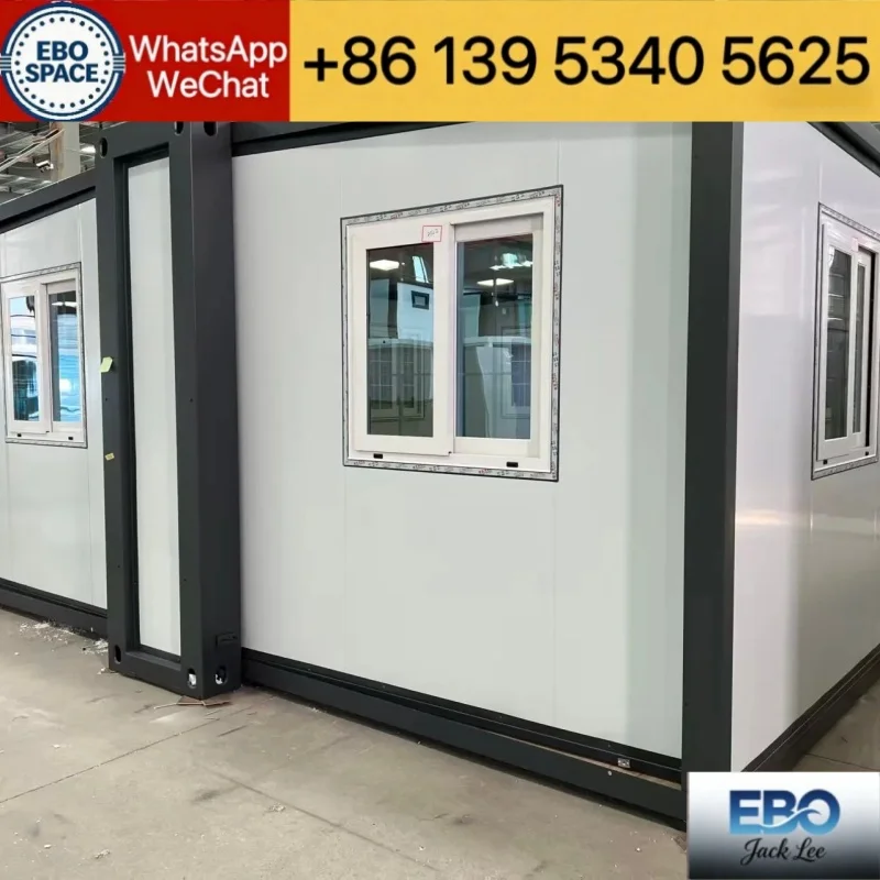 Lightweight prefab 20ft foldable expandable container cabin outdoor villa waterproof compact housing with kitchen bathroom int