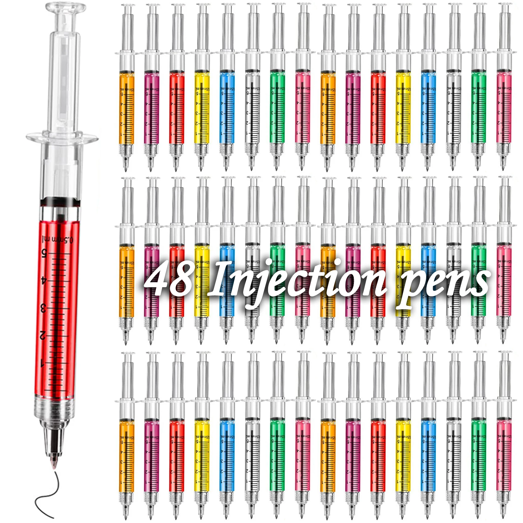 

48pcs Injection Type Ball Point Pen Doctor Nurse Gift Liquid Pen Color Syringe Pens Wholesale