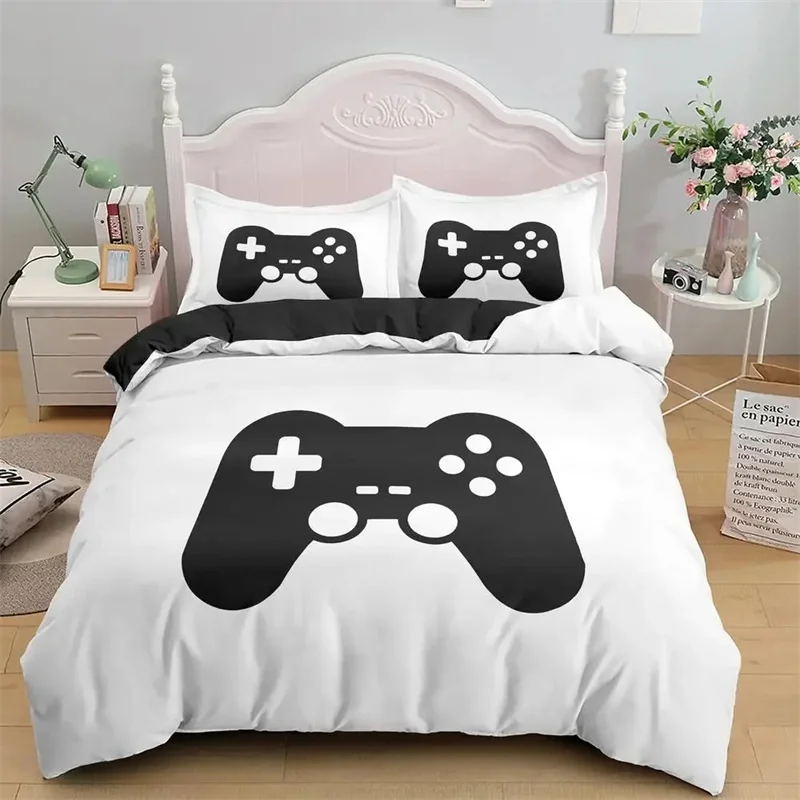 Games Comforter Cover Gamepad Bedding Set for Boys Kids Video Modern Gamer Console Quilt 2 or 3 Pcs Soft Twin Duvet Cover Set