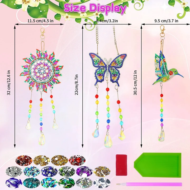 Diamante Imagem Suncatcher para Crianças, Pendant Craft Set, Wind Play Kit, DIY, 5D