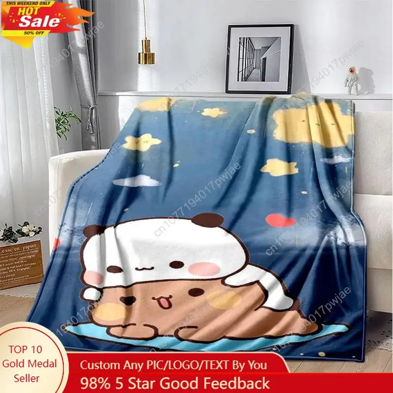 

Cartoon Print Bear and Pa Blanket Cute Bubu Dudu Series Warm Flannel Soft Comfortable Home Bed Custom blankets