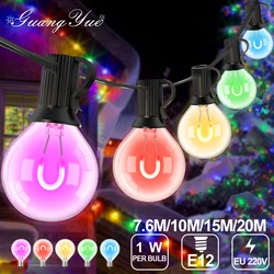 Multicolor Led Lights G40 String Lights Outdoor Waterproof 220V EU Connectable Outside Lights Balcony Porch Camping Decoration