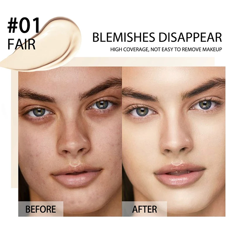8Colors Liquid Concealer High Covering Moisturizing Oil Control Foundation Invisible Pores Dark Circles Freckle Face Makeup