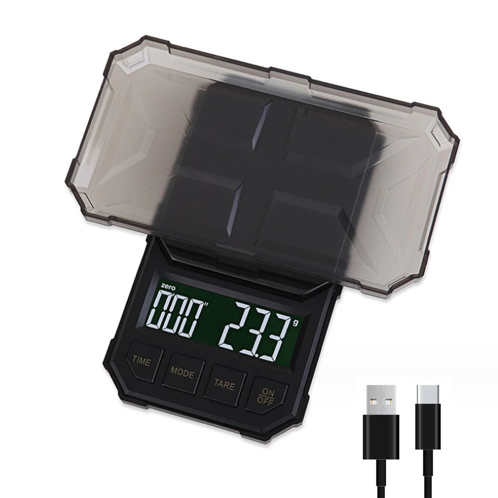 2000g 0.1g USB Rechargeable Mini Coffee Scale with timer Pocket Coffee bean weight Electronic scale Small espresso Machine