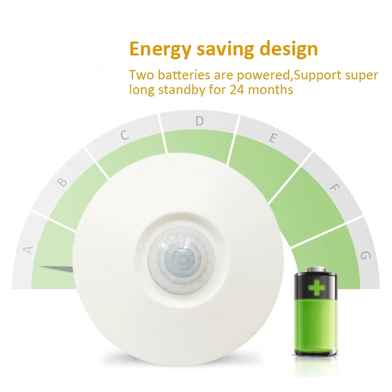 Ceiling Mount 433MHz EV1527 Wireless PIR Motion Sensor Battery Powered 360 Degree 6m Detecting Coverage for Smart Home Security