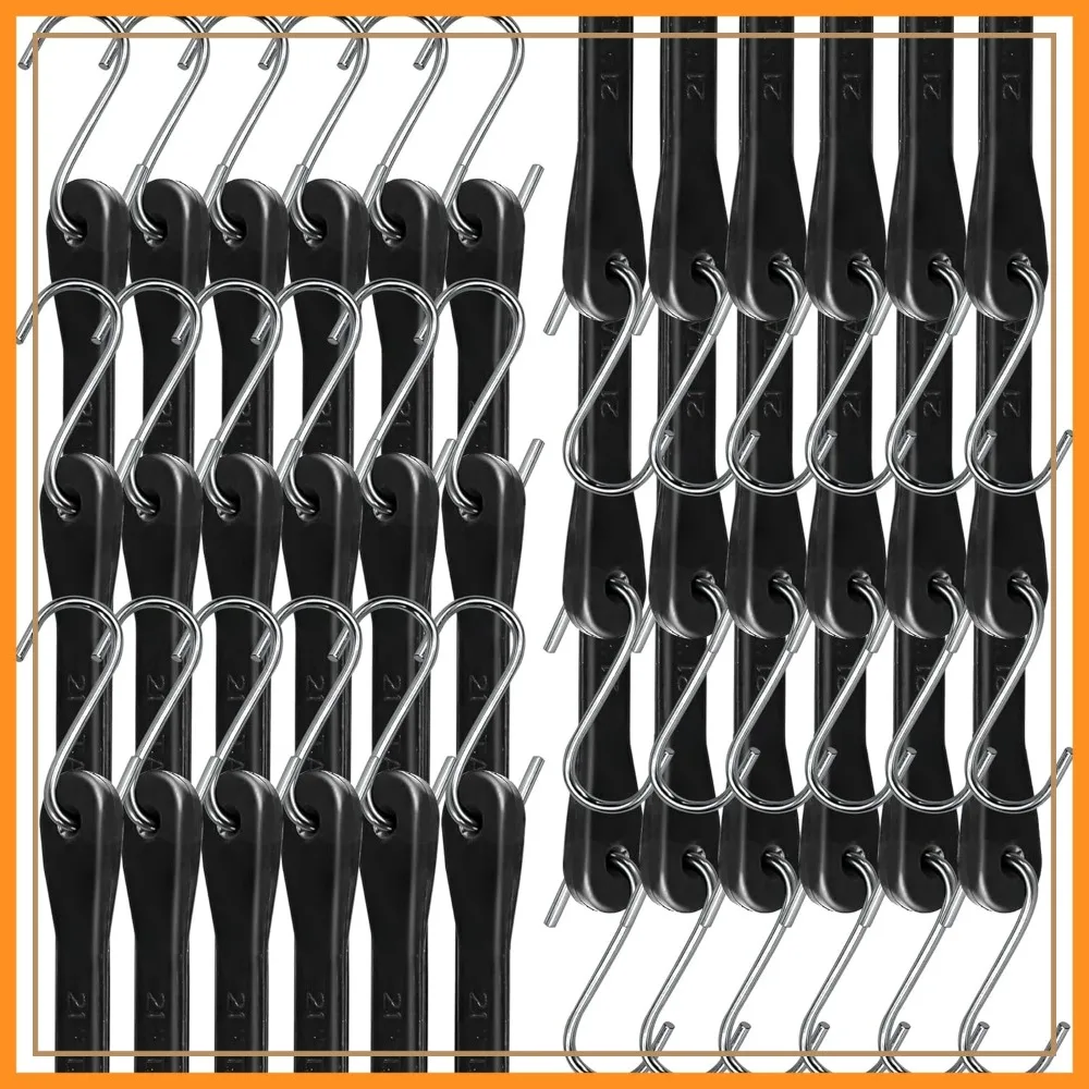 

21" Bungee Cords with Hooks, 50 Pack Heavy Duty Rubber Tarp Straps for Securing Cargo, Max Stretch 1.5X, 185 LBS Load Capacity