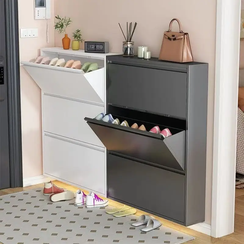 

Modern Shoe Cabinet 3 Layer Shoe Rack Storage Unit Steel Cupboard Footwear Stand