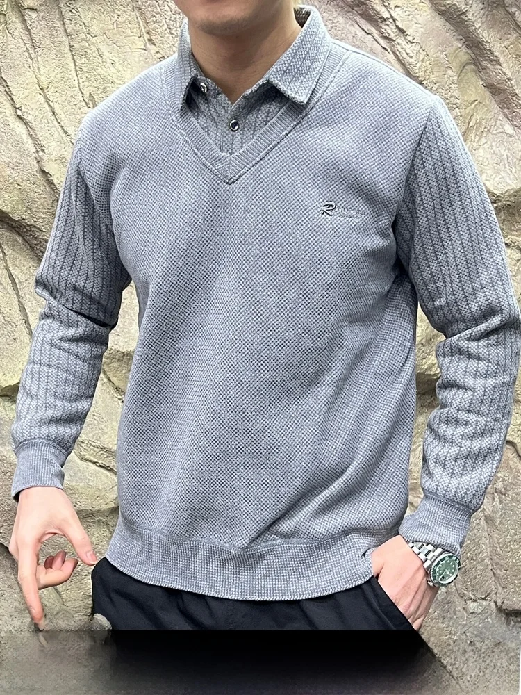 

Thiened Fce Knitted Sweater Men's Casual Sle Long Sve Crew Ne Pullover Skin-friendly Breathable Autumn Winter Wear