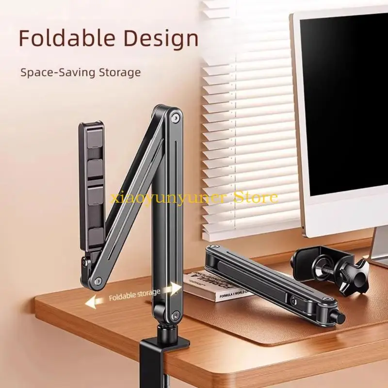 P9JB Desk Mounted Phone and Tablets Viewing Stand with Jointed Arm, Collapsible Holder for Class Time, Work Time, Reading, Home