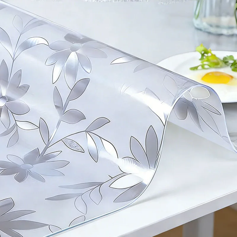 Wasserdichte PVC-Tischmatte - Rechteckiger PVC-Teppich Silikon-Weichglas-Teppich für Zuhause Küche Esszimmer 1,0mm
