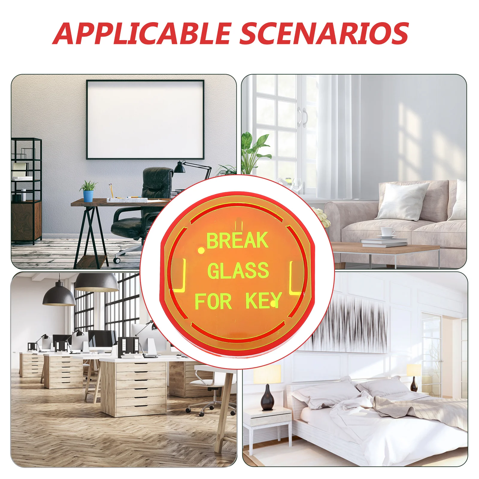 Emergency Fire Safety Lock Box Break Glass Key Storage Wall Mounted for Doors Windows Multi Purpose for Hotel Office Residential