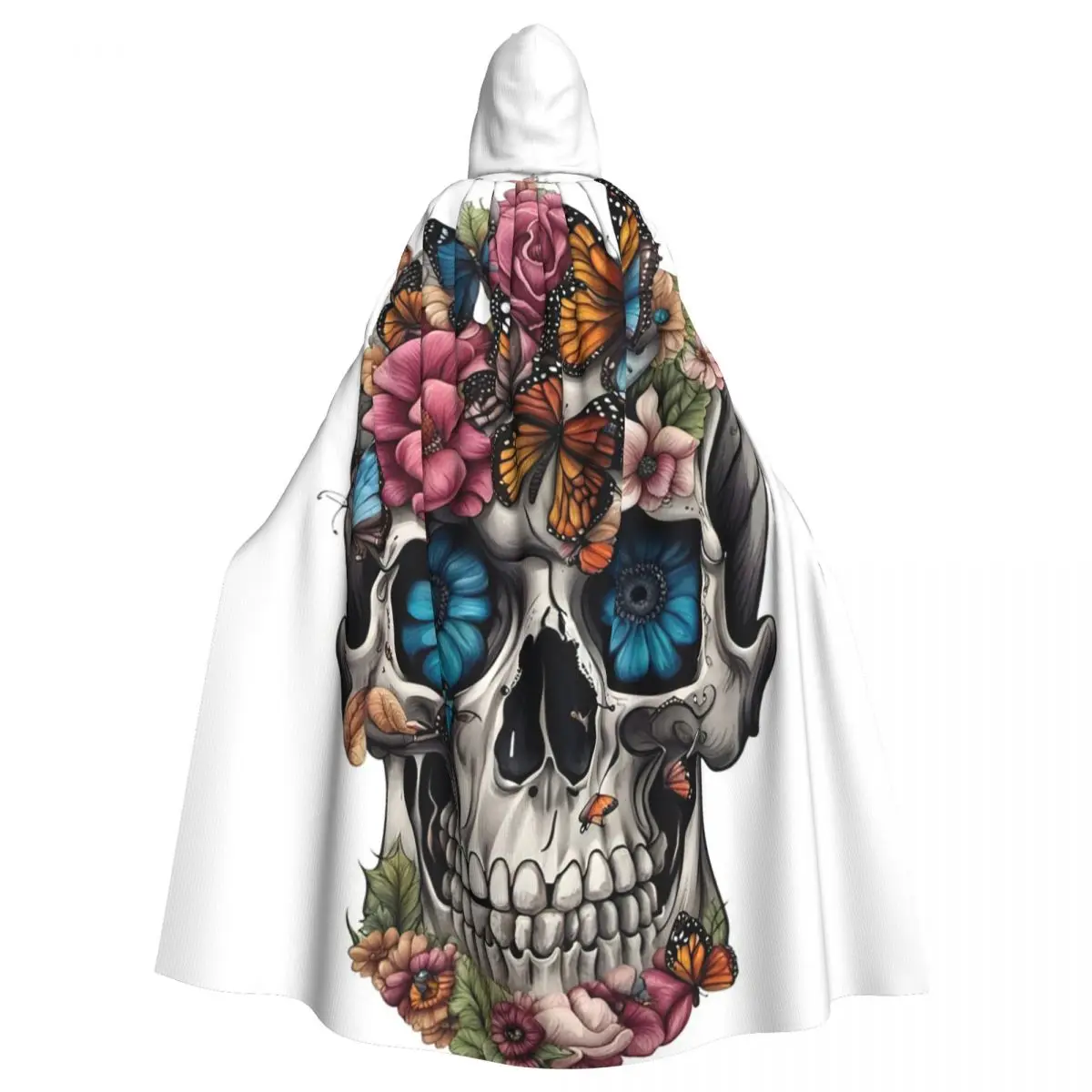 

Butterfly Skull Long Hooded Cloak Witch Medieval Costume Cosplay Cape HalloweenParty Adult Unisex