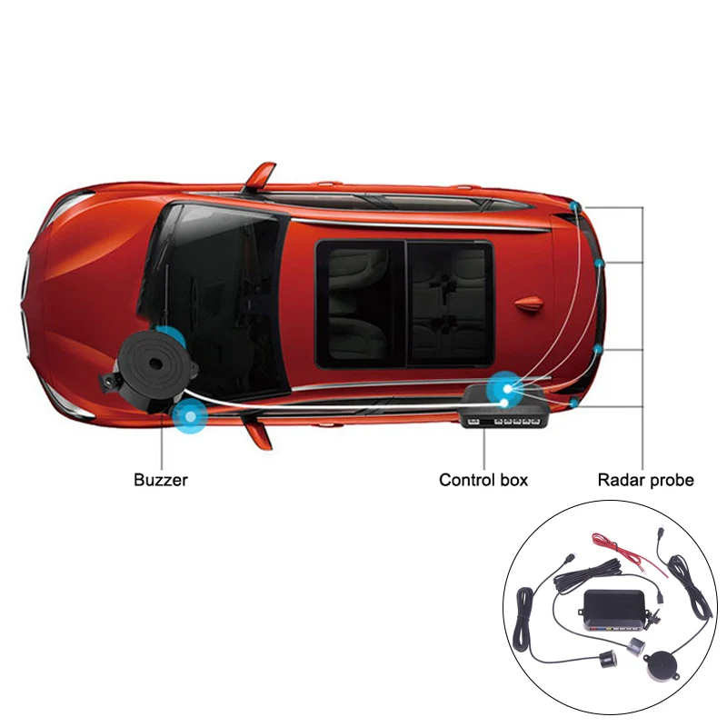 

12V 22mm Car Parking Sensor Kit Universal 4 Sensors Buzzer Reverse Backup Radar Sound Alert Indicator Probe System