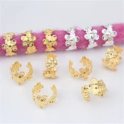 20pcs Gold Silver Hollow Flower Dreadlock Hair Rings Adjustable Cuff Clip Hair Braids Dirty Braids Beads Hair Accessories