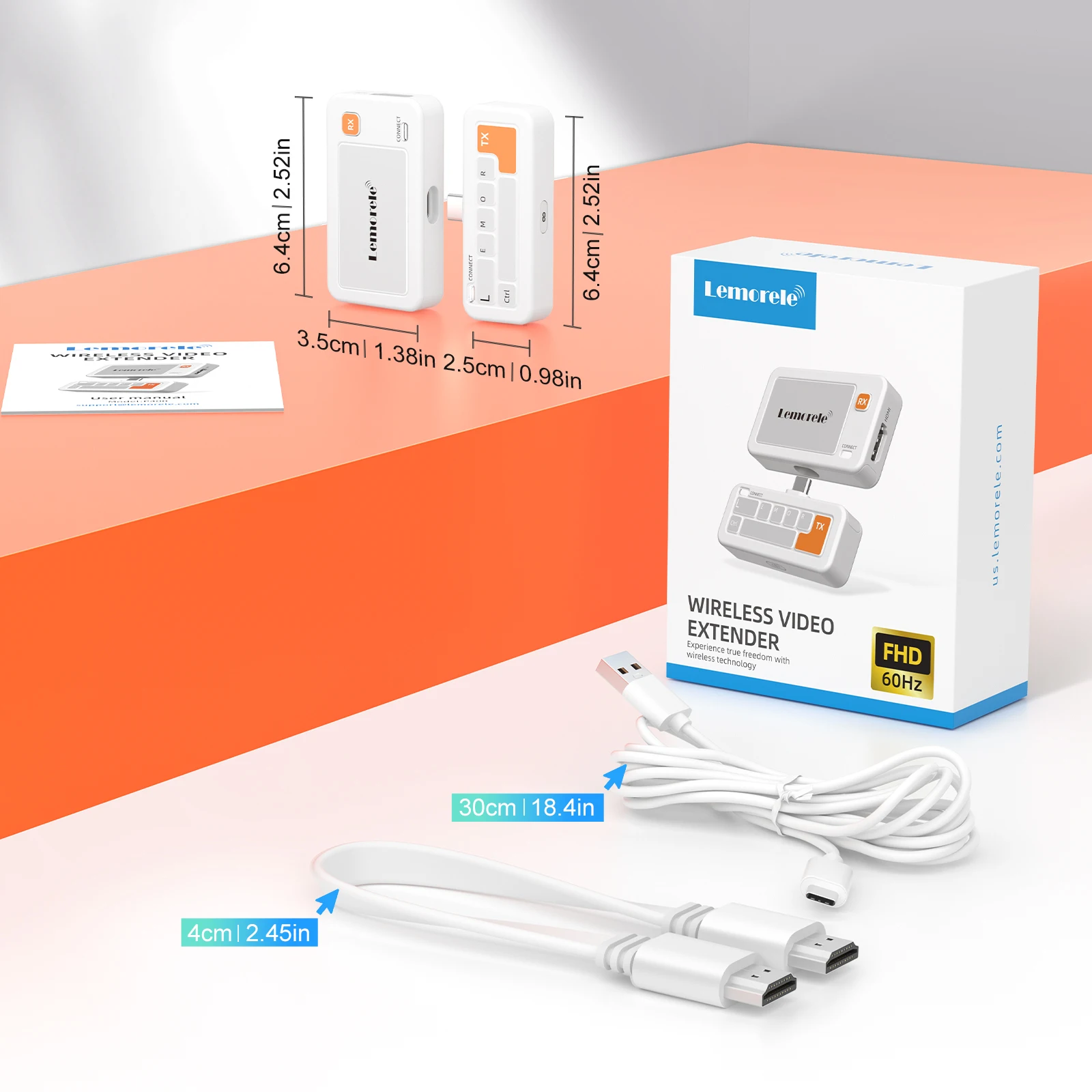 Lemorele Type-C naar HDMI draadloze zender en ontvanger 50 m videotransceiver Vergadering/onderwijs/thuisbioscoop draadloze extender