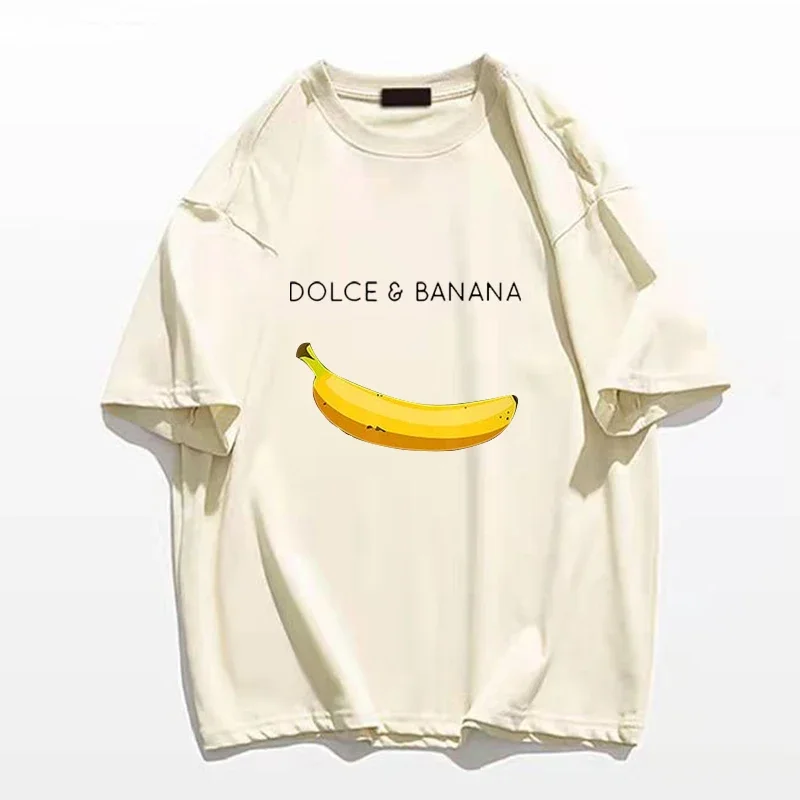 Dolce Banana T-Shirt Men's Printed Cotton Short Sleeve T-Shirt Luxury Brand Women's Clothing Women's  Street T-Shirt Soft