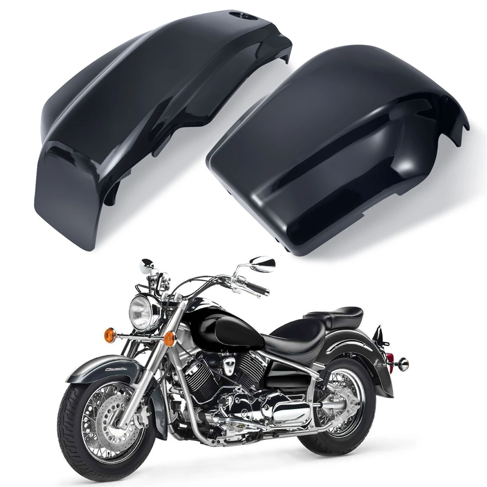 Black Chrome Battery Side Fairing Covers Left Right Protection for Yamaha Dragstar Vstar XVS1100 Classic Custom 1999-2011