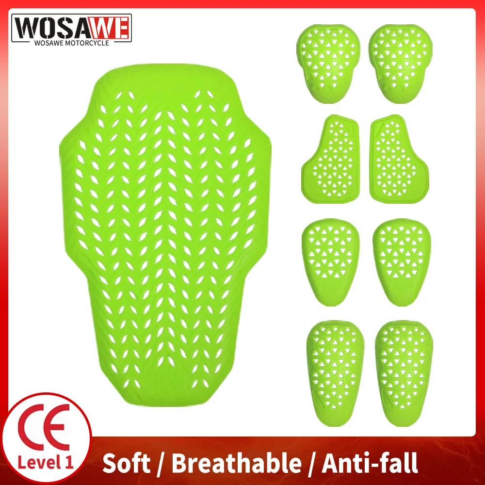 

WOSAWE мотоциклетная куртка, вставка, защита спины, защита локтей, плеч, уровень CE 1, амортизация, гоночная одежда, бронеподушечки