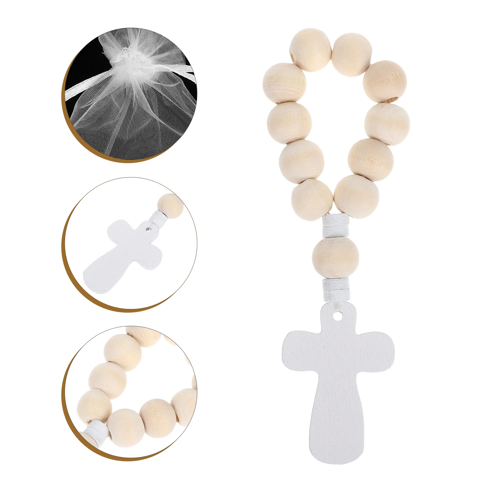 

10Sets Mini Wooden Rosary Jewelry Compact Finger Rosaries for Baptismal Keepsake Portable Prayer Beads Suitable for Christening
