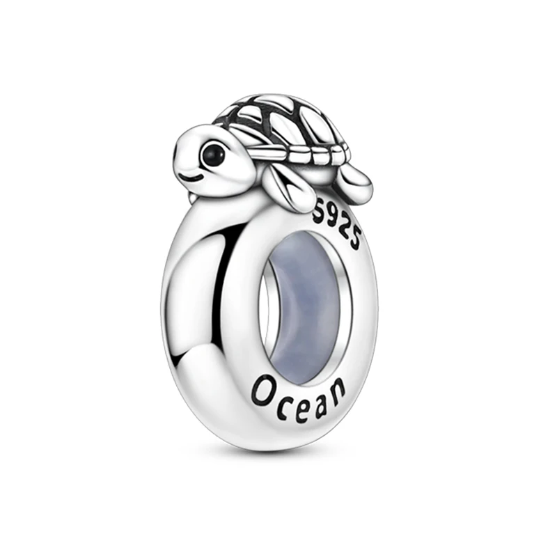 925 Sterling Silver Charms Bead Little Turtle Rubber Stopper Buckle Dangle Fit Original Bracelet DIY Women Jewelry Gift