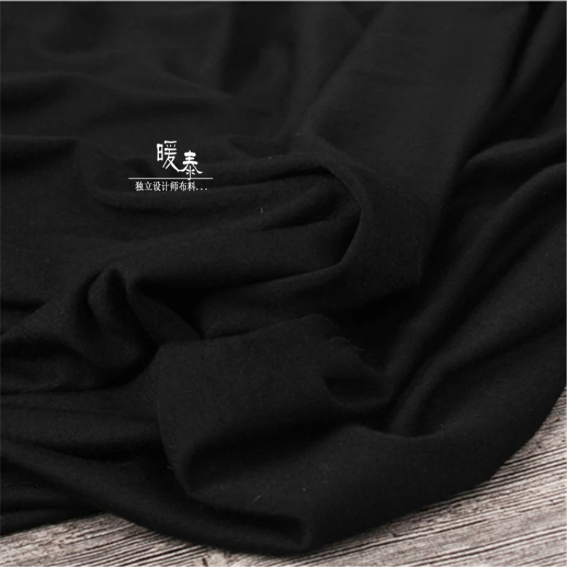 Black Knitted Fabric for DIY Sewing Trousers Half Length Skirt Soft Thin Short Sleeved Fashion Clothing Design Fabrics Cloth