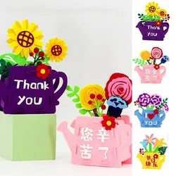 DIY Bouquet Potted Plants Student Handmade Non-woven Art And Crafts Children Sewing Flowers Kit Toys Gifts for Mom Teacher