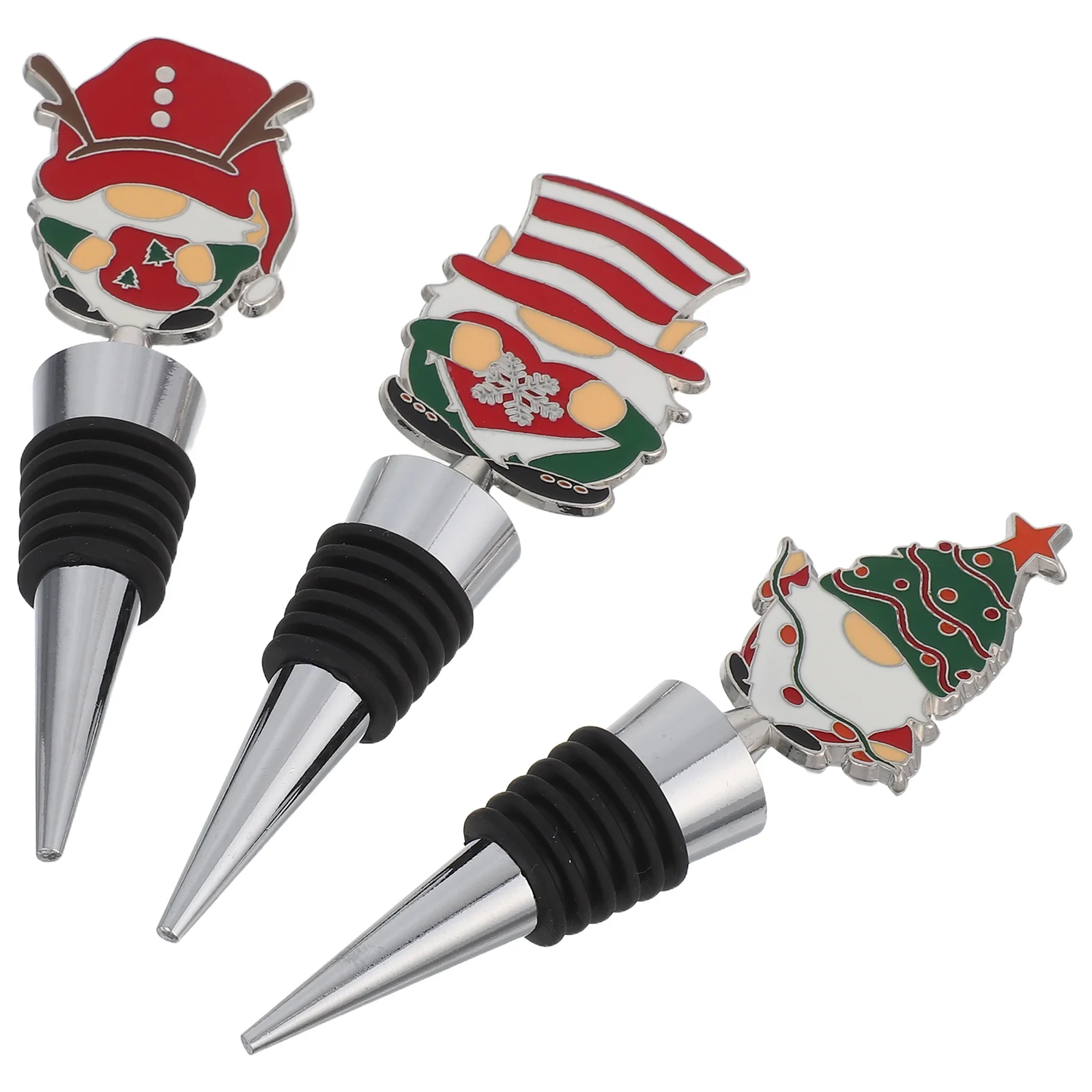 

3Pcs Holiday Wine Bottle Stoppers Gnome-Themed Sealer for Christmas Red Wine Preservation Festive Party Accessory Reusable Cap