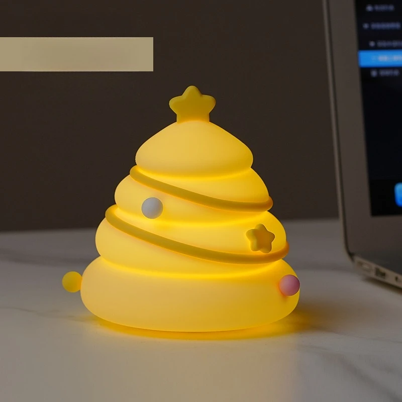 Christmas Tree Silicone Night Light Led Induction Atmosphere Light Pat Light USB Charging Bedside with Sleeping Night Light Gift