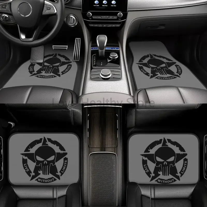 Ensemble de 4 tapis de sol de voiture tactiques militaires, crâne étoile, accessoires de voiture universels, décor pour Van berline SUV