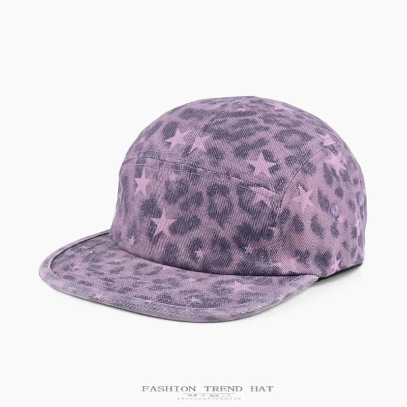 Individuell bedruckte, bestickte Logo-Kappe im amerikanischen Retro-Leopardenmuster mit flachem Schirm für Männer und Frauen, Sonnenblende, Baseballkappe – Detail 2