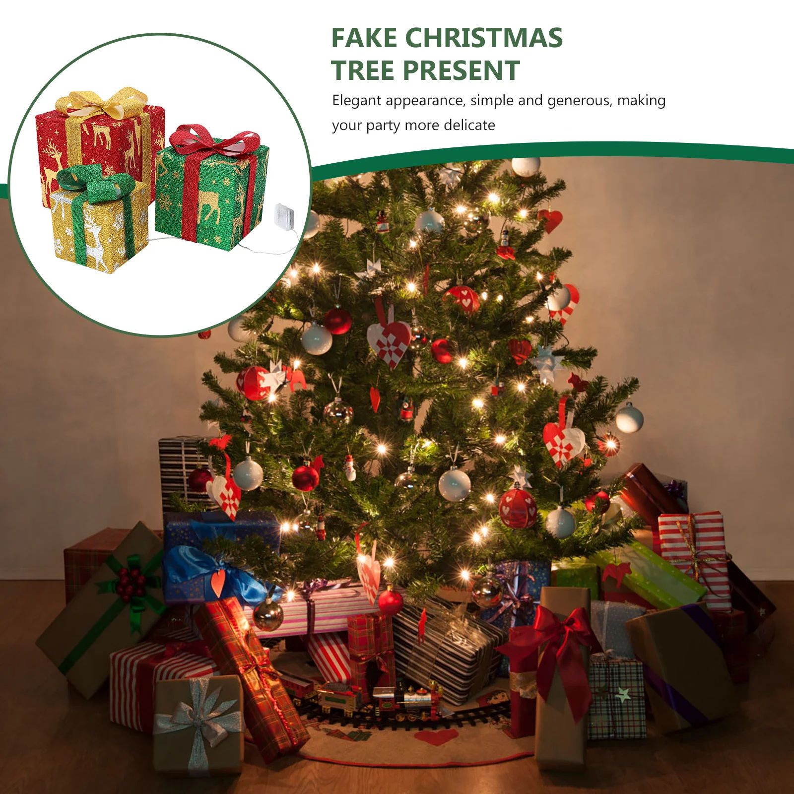 

1 Set Christmas Illuminated Gift Box Lights Decorations Party Holiday Outdoor Indoor Tree Decorative Xmas Present Window Scene