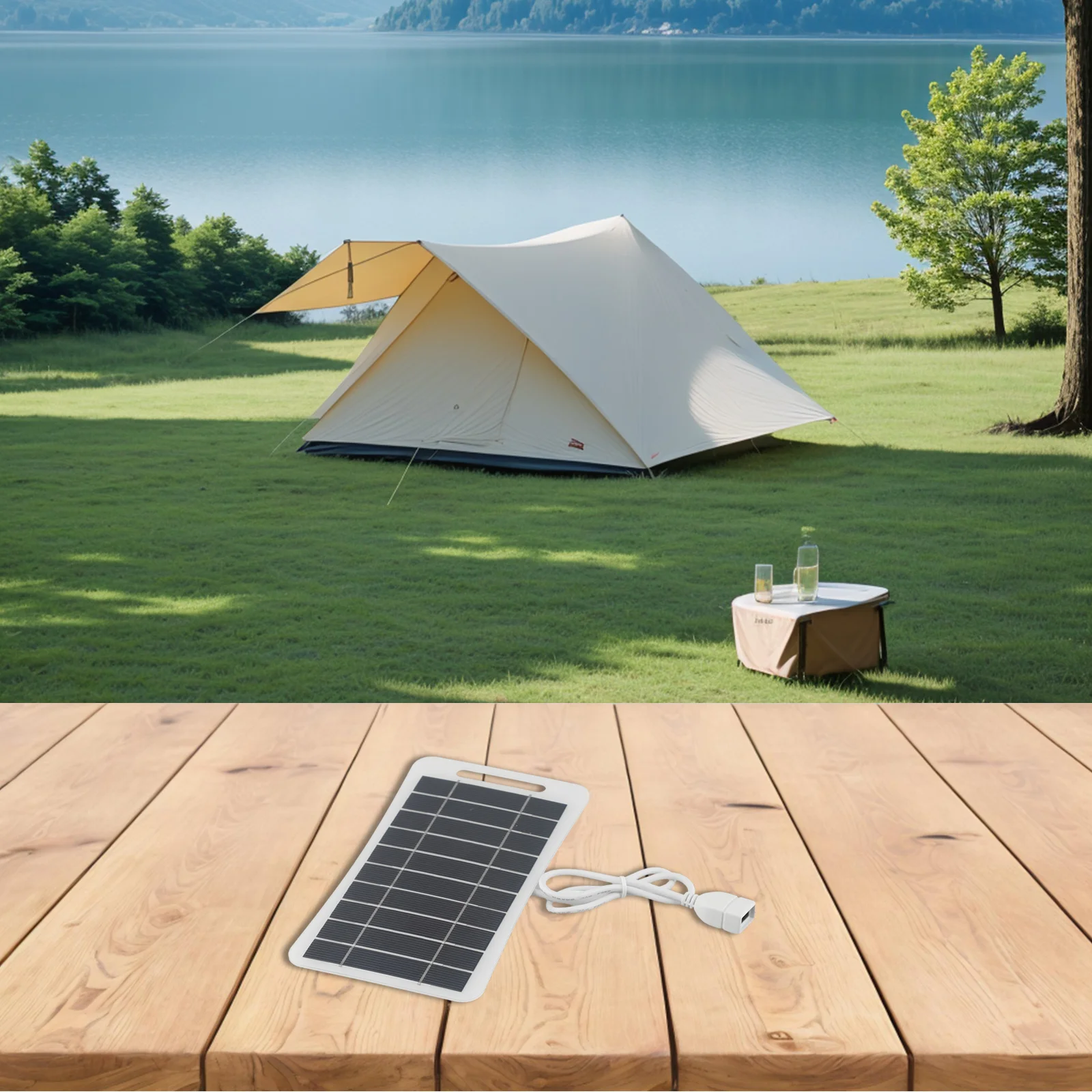 5W 5V Solar Panel Outdoor Mobile Phone Power Bank Charger With USB Output Small Size Easy To Carry For Building Power Models