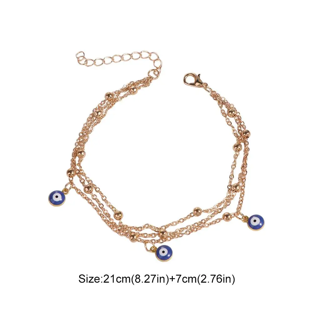 الغريبة الذهب/الفضة شيطان العين الزرقاء سحر خلخال قابل للتعديل بوهيميا مجوهرات للقدم شاطئ هندسي #4