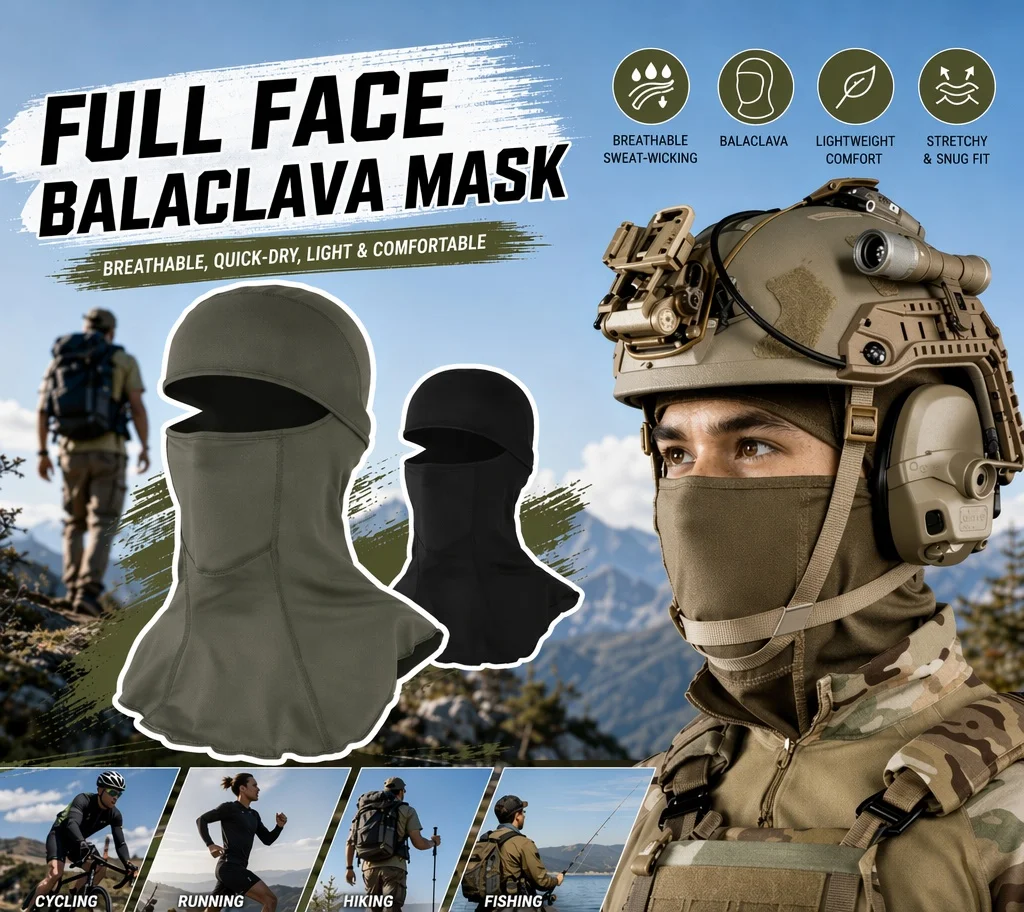 Tactical Balaclava Face Mask Full Head Neck Cover for Airsoft Outdoor Riding Hunting Training Cosplay