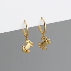 Gold Silver Color Small Animal Glossy Crab Dangle Drop Earring  for Women Charm Piercing Pendiente Jewelry