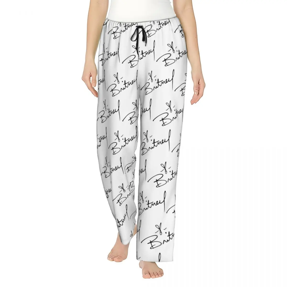 Pantalones de Pijama Personalizados con la Firma de Britney Spears para Mujer, Pantalones de Dormir con Bolsillos