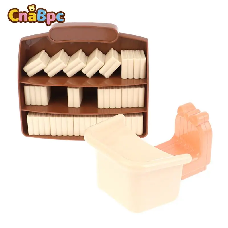 

1Set Dollhouse Miniature Desk Bookshelf Books Mini Furniture Model Doll House Decoration Accessories For Kids Pretend Play Toy