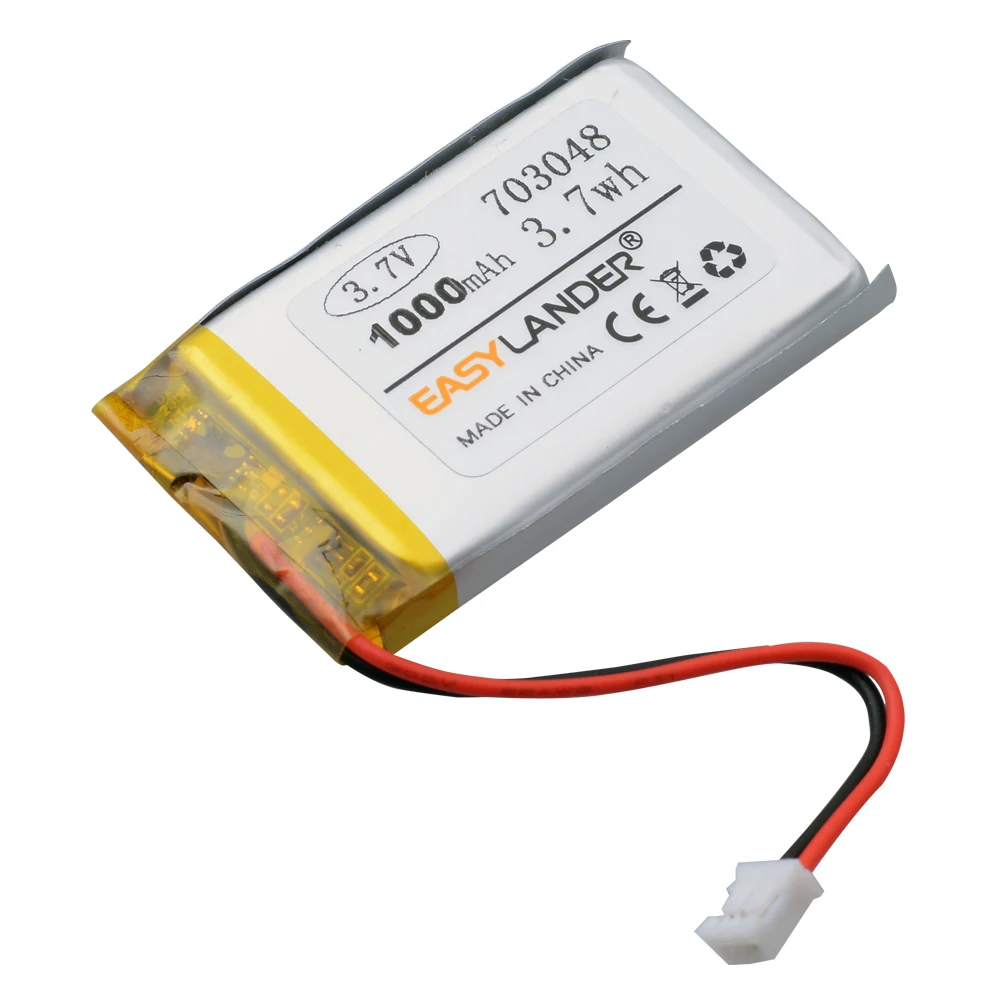 JST2.0 2P 3.7V 703048 1000mAh Lithium Polymer Rechargeable Battery for Early Education Machine PS4 controller