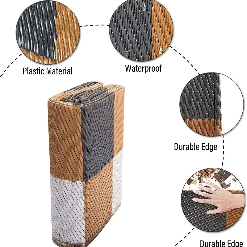 Durable Thick Outdoor Mat Waterproof Floor Pad for Yard RV Camping Tent Awning and Beach