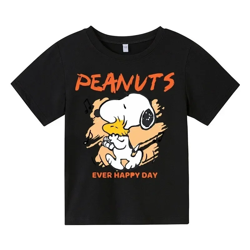 New Cartoon Cute Snoopy Bear Children's Cartoon Printed T-shirt Summer Crewneck Boys Girls Short Sleeved Casual Fashion T-shirt