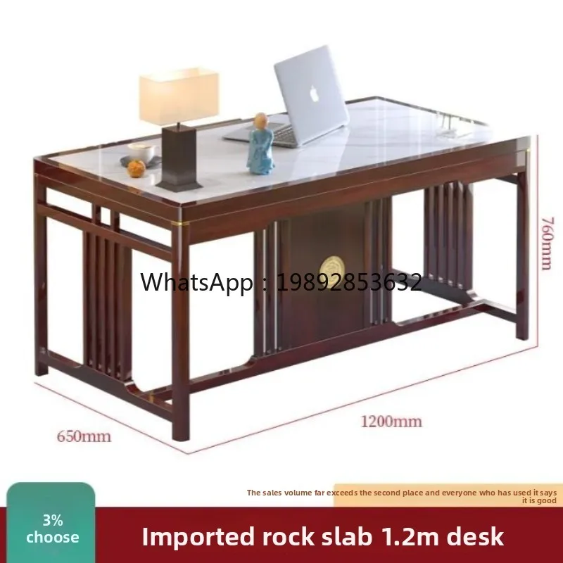 AB   New Chinese Style Solid Wood Stone Plate Desk Marble Table Calligraphy Painting Desk Case