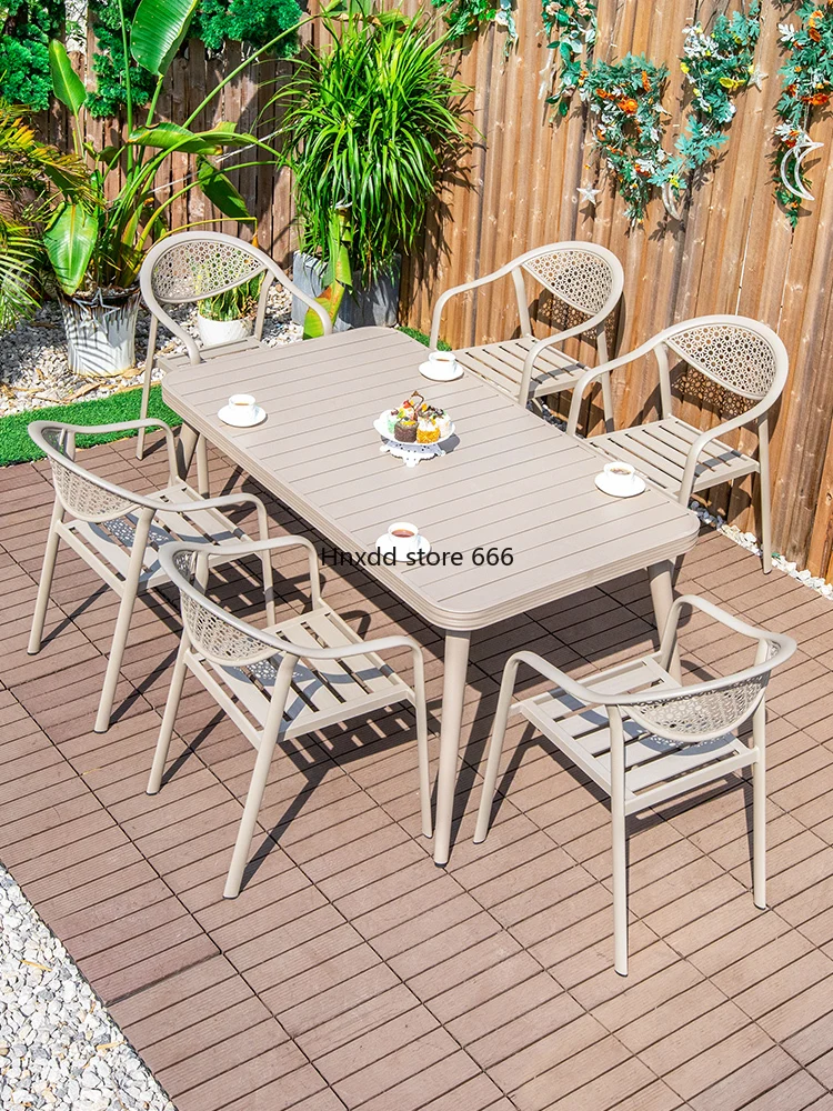 Outdoor villa courtyard open-air balcony aluminum alloy casual tea table and chairs