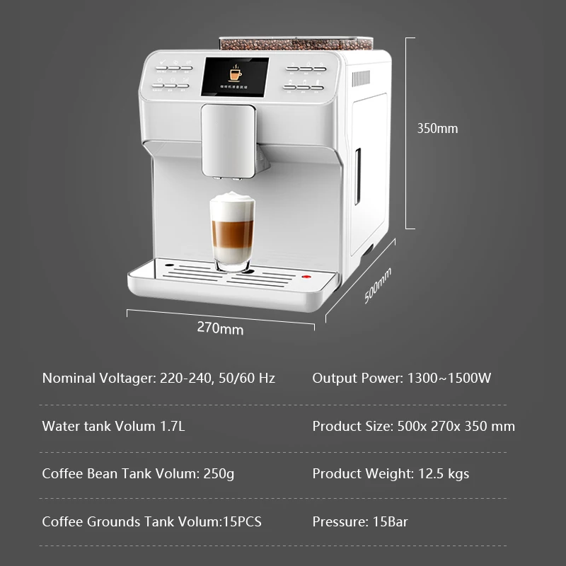 Automatic Espresso Cappuccino Latte Commercial Coffee Machine Coffee Maker Green Friendly Fully Automatic