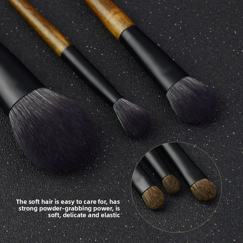 8 Pcs Mini Soft Wooden Makeup Brush Set - Powder,Stippling,Eyeshadow,Blush,Highlighter,Contour,Blending Brushes